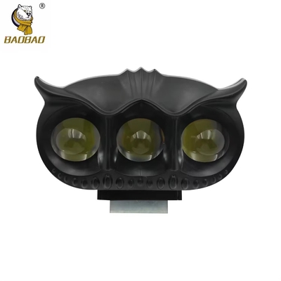 3 LED Owl স্টাইল কালো অ্যালুমিনিয়াম কেসিং মোটরসাইকেল LED হেডলাইট স্পট ল্যাম্প