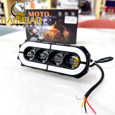 মোটরসাইকেল LED কুয়াশা আলো 4 লেন্স সাদা হলুদ অ্যালুমিনিয়াম